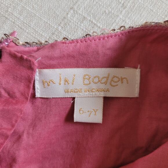 Mini Boden Pink Gold Sequin Dress - Picture 7 of 10